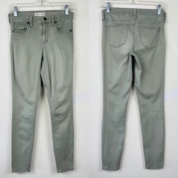 Madewell 9"Mid High Rise Skinny Jeans: Garment Dyed Olive Army Green Size 24 - Picture 5 of 13
